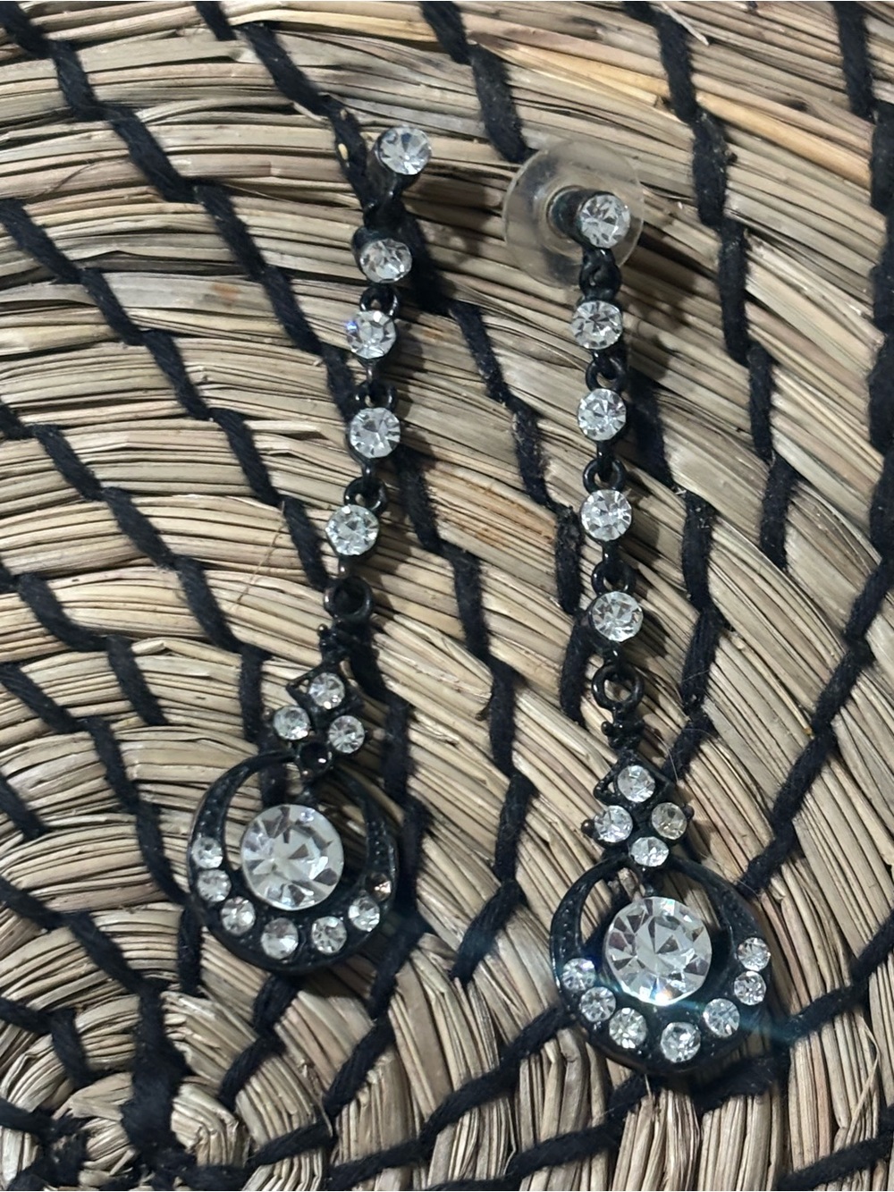 Black and Clear Crystal Drop Earrings - Women Jewelry